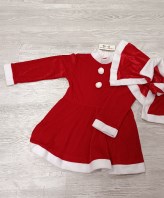 VESTITO+MANTELLINA BABBO NATALE BIMBA 5/6 ANNI