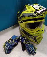 CASCO+OCCHIALI+GUANTI DA MOTOCROSS 7/9 ANNI
